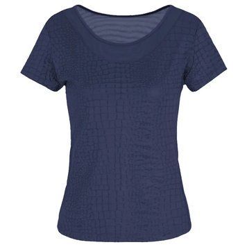 Жіноча футболка EA7 Woman Jersey - фантазійний темно-синій ST89490 фото