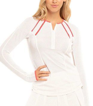 Женская футболка (длинный рукав) Lucky in Love Core Whites Raglan Zip L/S - белый/коралловый краш ST86197 фото
