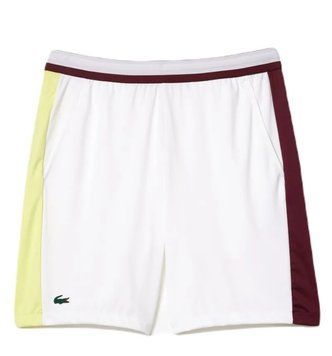 Чоловічі шорти Lacoste Tennis x Daniil Medvedev Regular Fit - білі/кричущі жовті/бордо ST93709 фото