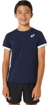 Теннисная футболка с короткими рукавами Asics Boys &ndash; полночь/блестящий белый ST92873 фото