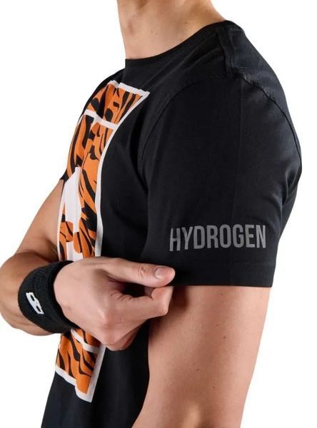 Чоловіча футболка Hydrogen Court Cotton - чорний/помаранчевий тигр ST87261 фото