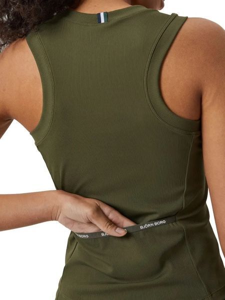 Женский топ Bj&ouml;rn Borg Ace Rib Tank Pocket - оливковая ночь ST95436 фото