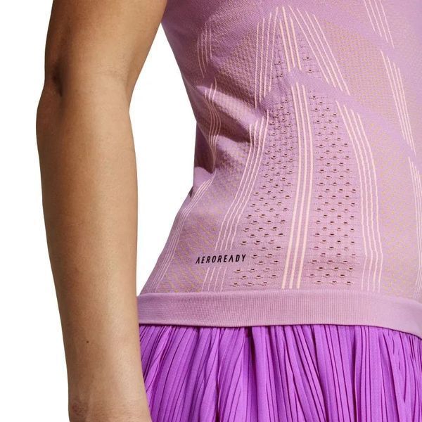 Жіноча безшовна безрукавка Adidas Tennis Pro Aeroready Y-Tank Top - улюблений фіолетовий/напівсвітлий/рожевий блискучий ST97684 фото