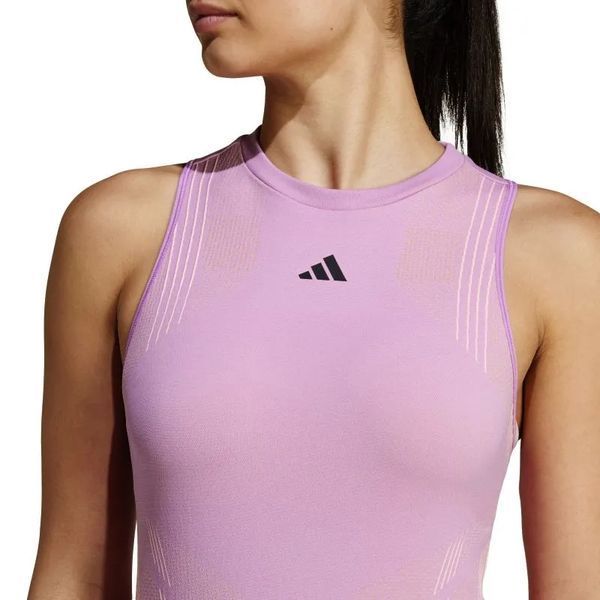 Жіноча безшовна безрукавка Adidas Tennis Pro Aeroready Y-Tank Top - улюблений фіолетовий/напівсвітлий/рожевий блискучий ST97684 фото