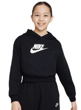 Світшот для дівчаток Nike Sportswear Club Fleece Crop - чорно-білий ST93586 фото