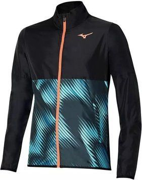 Чоловічий світшот Mizuno Printed Jacket - чорний/синій попелястий ST91653 фото