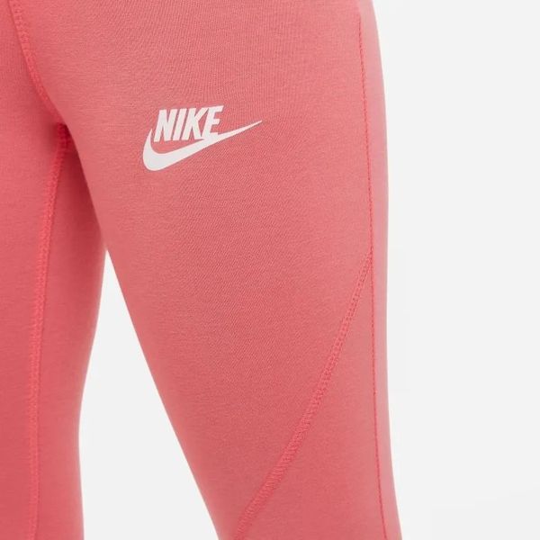 Штани для дівчаток із завищеною талією Nike Kids Sportswear Favorites - морський корал/білий ST90771 фото
