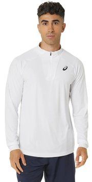 Мужская футболка (с длинным рукавом) Asics Men Court 1/2 Zip Long Sleeve Top - бриллиантовый белый/бриллиантовый белый ST95150 фото