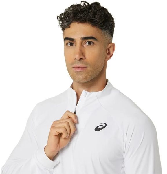 Чоловіча футболка (з довгим рукавом) Asics Men Court 1/2 Zip Long Sleeve Top - brilliant white/brilliant white ST95150 фото