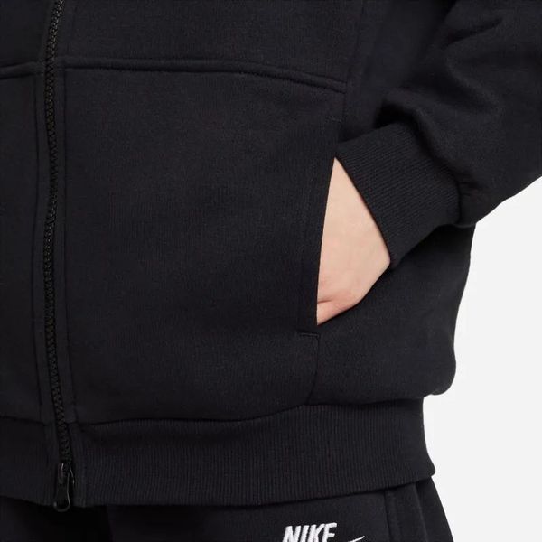 Крупногабаритная толстовка с молнией во всю длину Nike Sportswear Club Fleece для девочек &mdash; черно-белая ST93480 фото